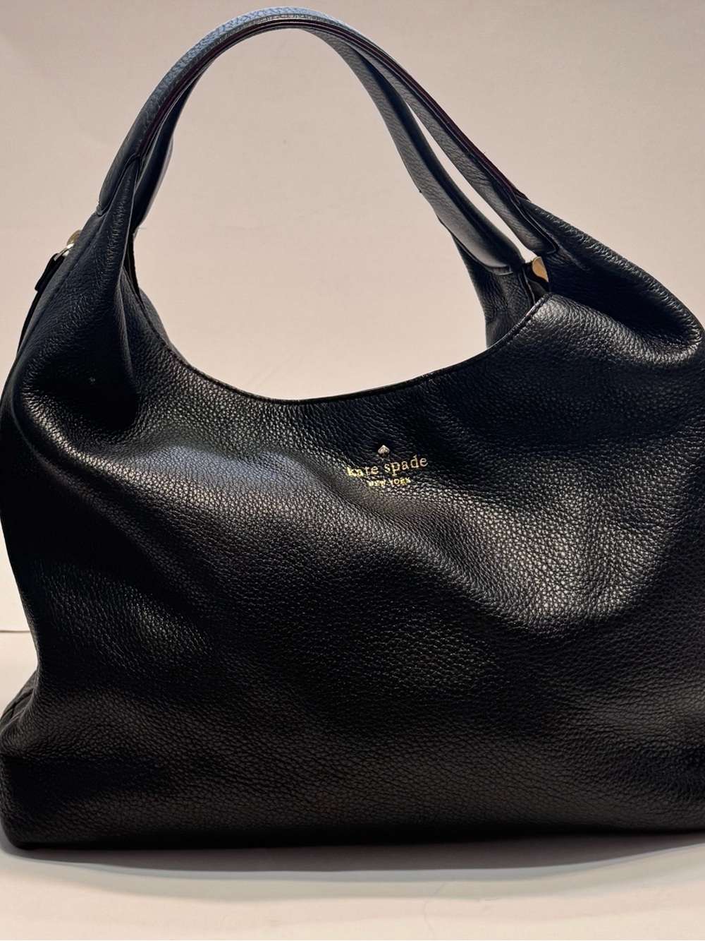 NWOT kate spade New York Black Leather Hobo Bag side zips